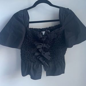 Mare Mare x Anthropologie smocked bow tie tank black size small
